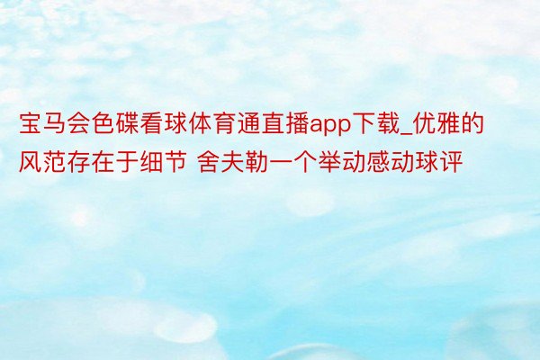 宝马会色碟看球体育通直播app下载_优雅的风范存在于细节 舍夫勒一个举动感动球评