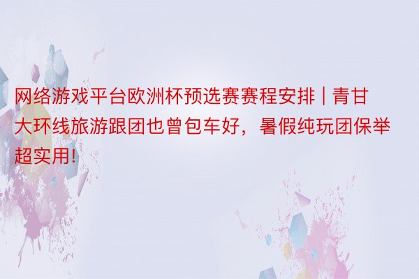 网络游戏平台欧洲杯预选赛赛程安排 | 青甘大环线旅游跟团也曾包车好，暑假纯玩团保举超实用!