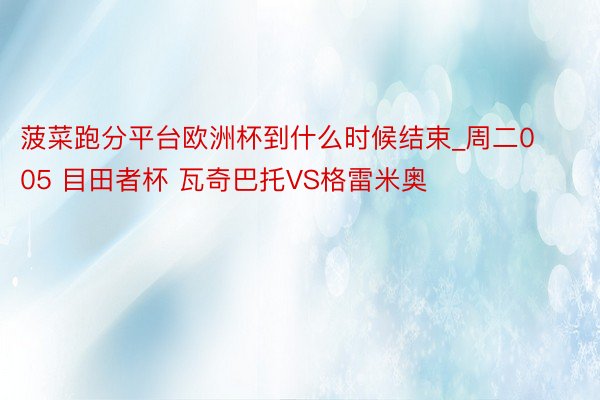 菠菜跑分平台欧洲杯到什么时候结束_周二005 目田者杯 瓦奇巴托VS格雷米奥